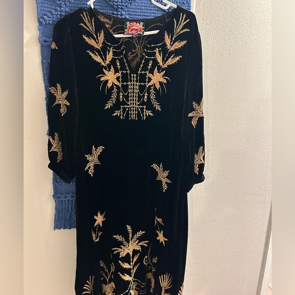 Johnny Was Black Velvet Palmira Dress Sz PS - Picture 2 of 5